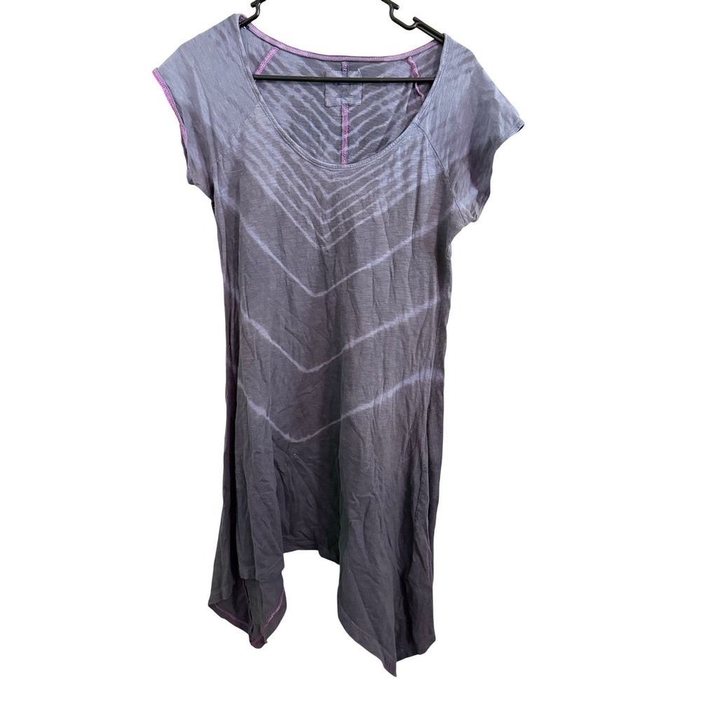 Columbia Women Casual Tunic Dress Tie Dye Short Sleeve Scoop Neck Gray Purple‎ S